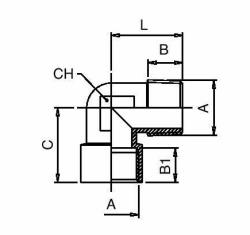 METALLIC THREADED PNEUMATIC ELBOW FITTING 1/8